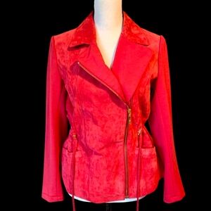 IMAN Genuine Leather Suede Red Jacket—SZ. M